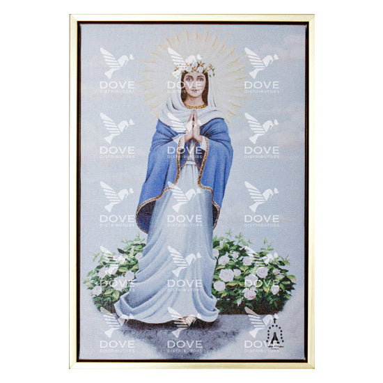 Image de la Mère du Salut de 10"x 15" dans un encadrement d’or flottant